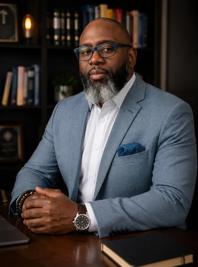 Shenard Byrd, founder of Total Control Consulting, seated at his desk